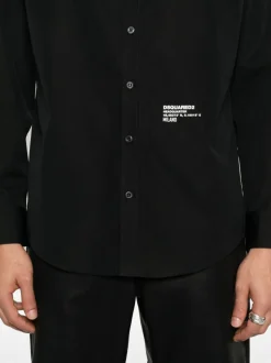 Dsquared2 Camicia Nero Uomo Logo Coordinate