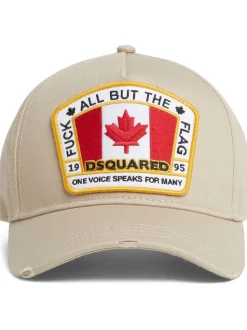 Dsquared2 Cappellino Beige Uomo Ricamo Bandiera Canada