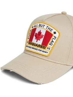 Dsquared2 Cappellino Beige Uomo Ricamo Bandiera Canada