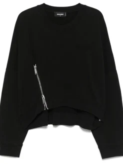 Dsquared2 Donna Felpa Nero Dettaglio Cerniera