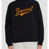Dsquared2 Felpa Nero Uomo Girocollo Stampa Logo Stile Baseball