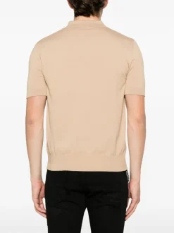 Dsquared2 Polo Beige Uomo Micro Ricamo Logo