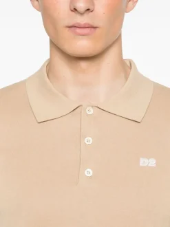 Dsquared2 Polo Beige Uomo Micro Ricamo Logo