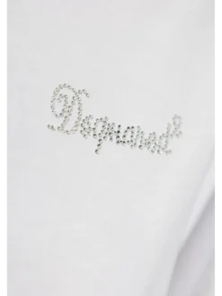 Dsquared2 T-shirt Bianco Donna Logo Strass