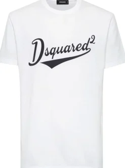 Dsquared2 T-shirt Bianco Uomo Logo Stile Baseball