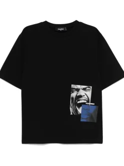 Dsquared2 T-shirt Nero Uomo Stampa Urlo