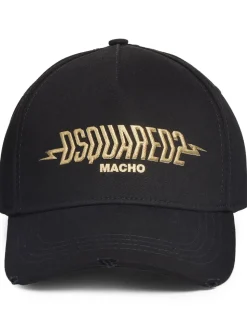 Dsquared2 Uomo Cappellino Nero Ricamo Macho