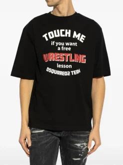 Dsquared2 Uomo T-shirt Nero Wrestling
