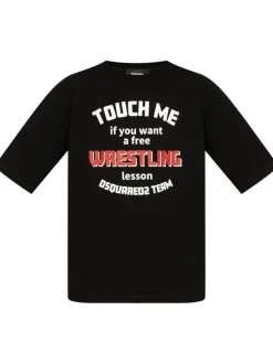 Dsquared2 Uomo T-shirt Nero Wrestling