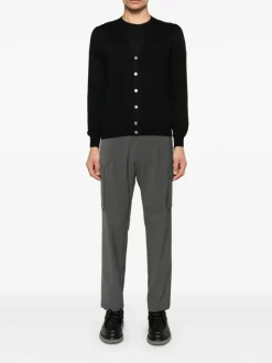 Fileria Cardigan Nero Uomo con Bottoni