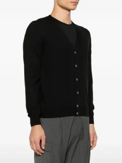 Fileria Cardigan Nero Uomo con Bottoni
