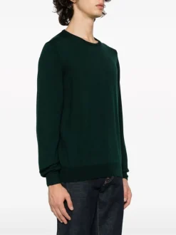 Fileria Maglia Verde Uomo Girocollo Lana