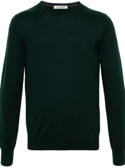 Fileria Maglia Verde Uomo Girocollo Lana