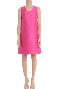 F.it Abito Fucsia Donna Scollo Tondo