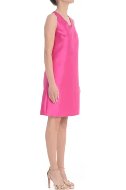 F.it Abito Fucsia Donna Scollo Tondo