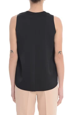 F.it Top Nero Donna Scollo a V