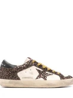 Golden Goose Scarpa Bianco-Marrone Donna Super Star Glitterate
