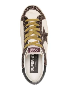 Golden Goose Scarpa Bianco-Marrone Donna Super Star Glitterate