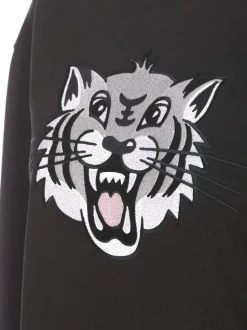 Kenzo Donna Felpa Nero Girocollo Happy Tiger