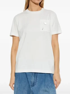 Kenzo Donna T-shirt Bianco Tasca Applicata