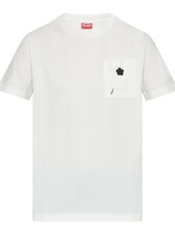 Kenzo Donna T-shirt Bianco Tasca Applicata