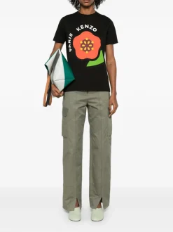 Kenzo Donna T-shirt Nero Fiore Boke
