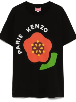 Kenzo Donna T-shirt Nero Fiore Boke