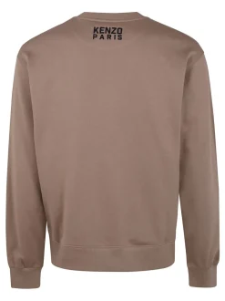 Kenzo Felpa Uomo Marrone Patch Testa Tigre