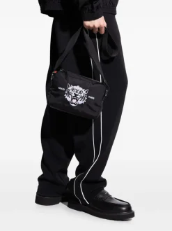 Kenzo Uomo Borsa Nero Ricamo Happy Tiger