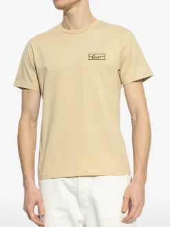 Kenzo Uomo T-shirt Beige Ricamo Logo Signature