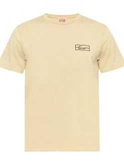 Kenzo Uomo T-shirt Beige Ricamo Logo Signature