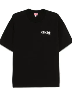 Kenzo Uomo T-shirt Nero Logo Fiore Boke