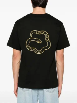 Kenzo Uomo T-shirt Nero Ricamo Serpente