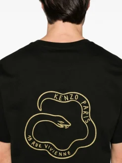 Kenzo Uomo T-shirt Nero Ricamo Serpente