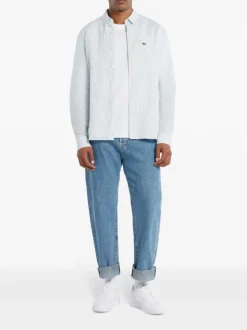 Lacoste Camicia Bianco-Celeste Uomo a Righe