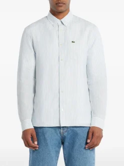 Lacoste Camicia Bianco-Celeste Uomo a Righe