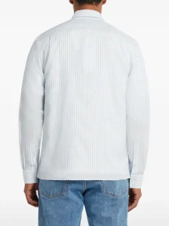 Lacoste Camicia Bianco-Celeste Uomo a Righe