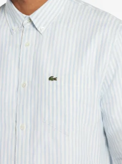Lacoste Camicia Bianco-Celeste Uomo a Righe