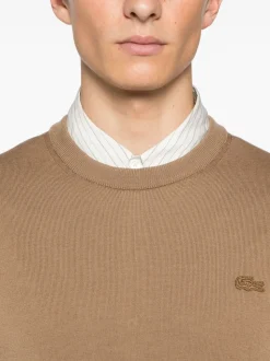 Lacoste Maglia Marrone Uomo Ricamo Coccodrillo