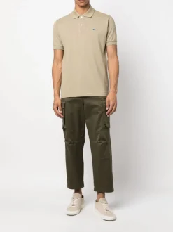 Lacoste Polo Beige Uomo Verde Cotone con logo ricamato