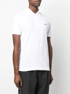 Lacoste Polo Bianco Uomo Verde con logo ricamato