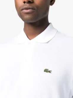 Lacoste Polo Bianco Uomo Verde con logo ricamato