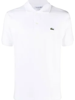 Lacoste Polo Bianco Uomo Verde con logo ricamato