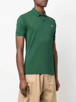 Lacoste Polo Verde Uomo Verde Cotone con logo ricamato