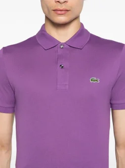 Lacoste Polo Viola Uomo Ricamo Coccodrillo Verde