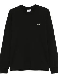 Lacoste T-shirt Nero Uomo Maniche Lunghe Ricamo Coccodrillo