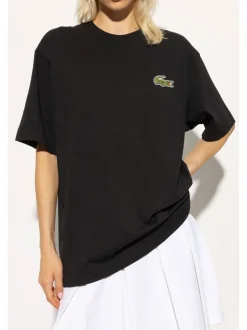 Lacoste T-shirt Nero Uomo Ricamo Coccodrillo