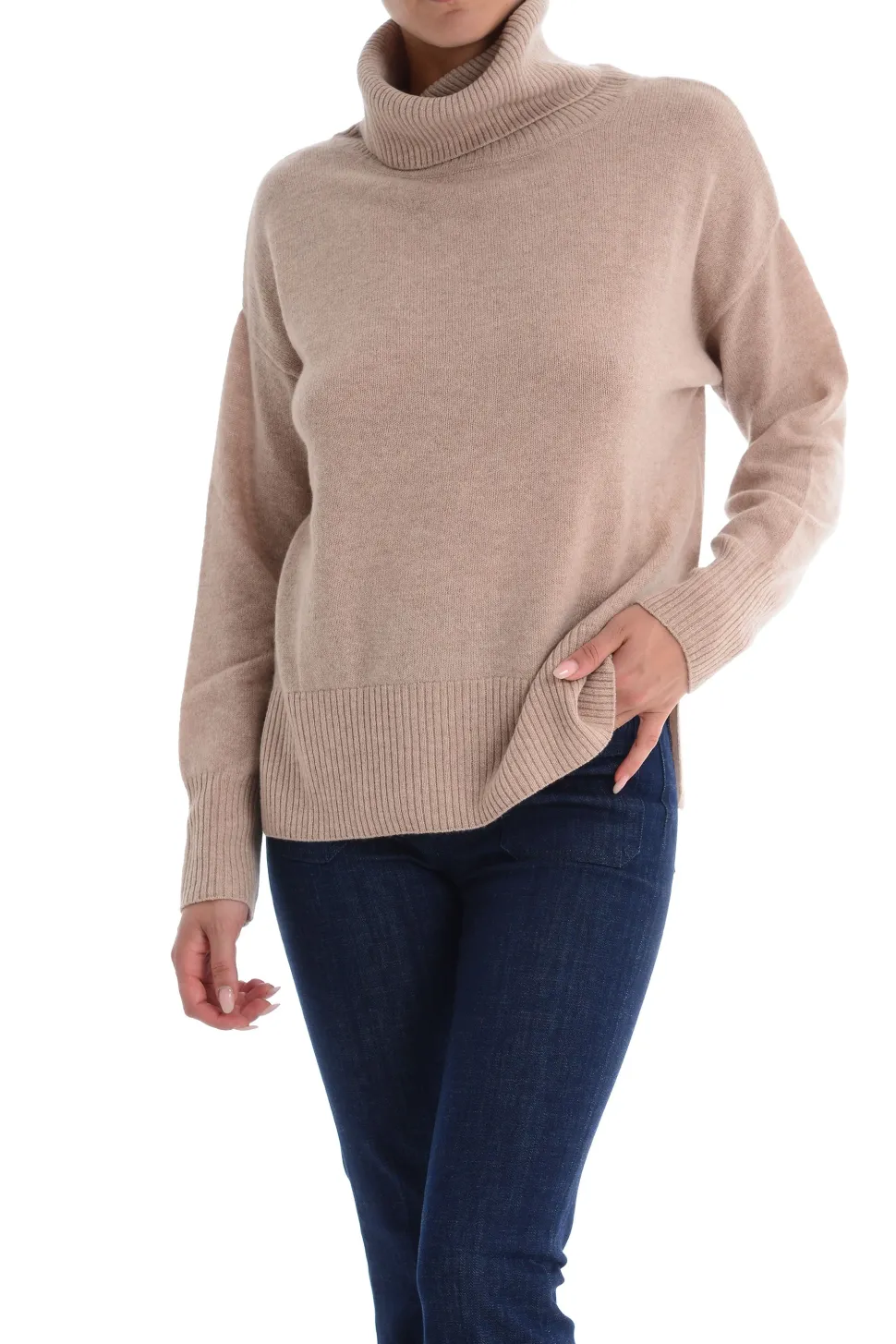 Maglia Multicolore con Collo Alto e Maniche Lunghe