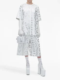 Marc Jacobs Borsa Argento Donna Logo All Over