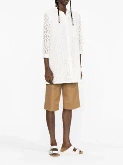 Mc2 Saint Barth Camicia Bianco Donna Pizzo Sangallo